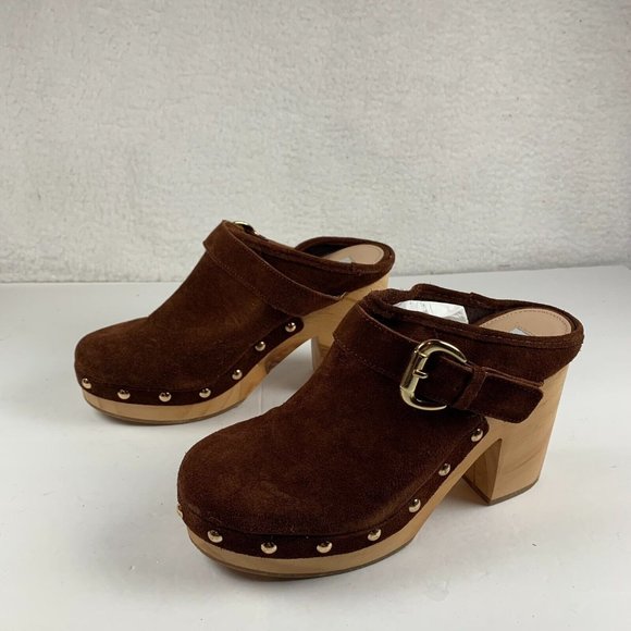 Steve Madden Hilde Brown Suede Women's Leather Studded Clogs Size 9.5 NIB S0368 - Picture 4 of 10